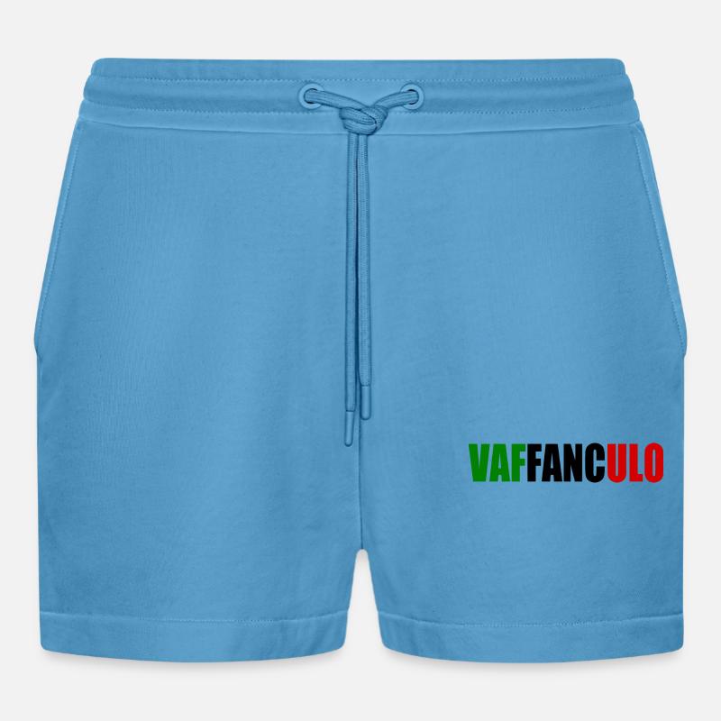 Vaffanculo - Organic Relaxed Cropped Shorts Made in EU - Sol Blue