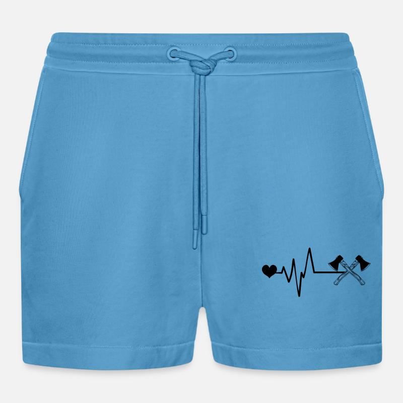 Axe Pulse Love - Organic Relaxed Cropped Shorts Made in EU - Sol Blue