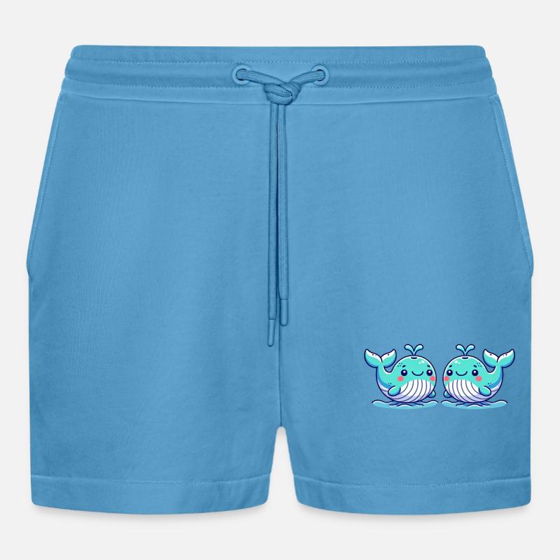 wal comic 2 - Organic Relaxed Cropped Shorts Made in EU -  Sol Blue