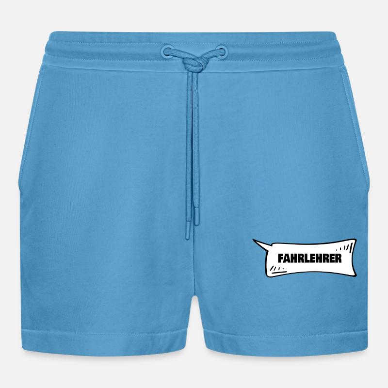 Speech bubble driving instructor - Organic Relaxed Cropped Shorts Made in EU -  Sol Blue