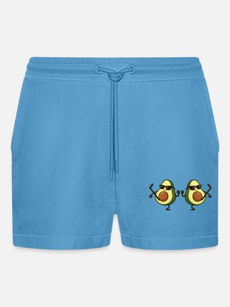 avocado karate 2 - Organic Relaxed Cropped Shorts Made in EU - Sol Blue