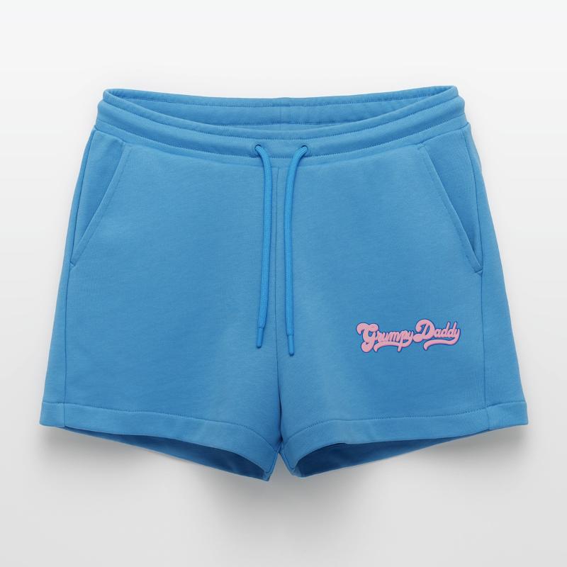 Grumpy Daddy Retro Script - Color "Bubble Gum" Organic Relaxed Cropped Shorts Made in EU