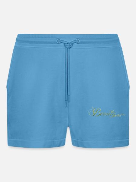 Beauty Lettering Nature Design - Organic Relaxed Cropped Shorts Made in EU - Sol Blue