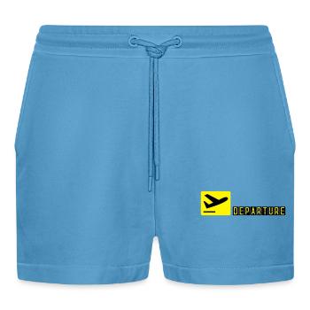 Airplane taking off - Organic Relaxed Cropped Shorts Made in EU -  Sol Blue - Front