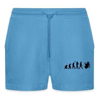 Drum evolution - Organic Relaxed Cropped Shorts Made in EU -  Sol Blue - Front