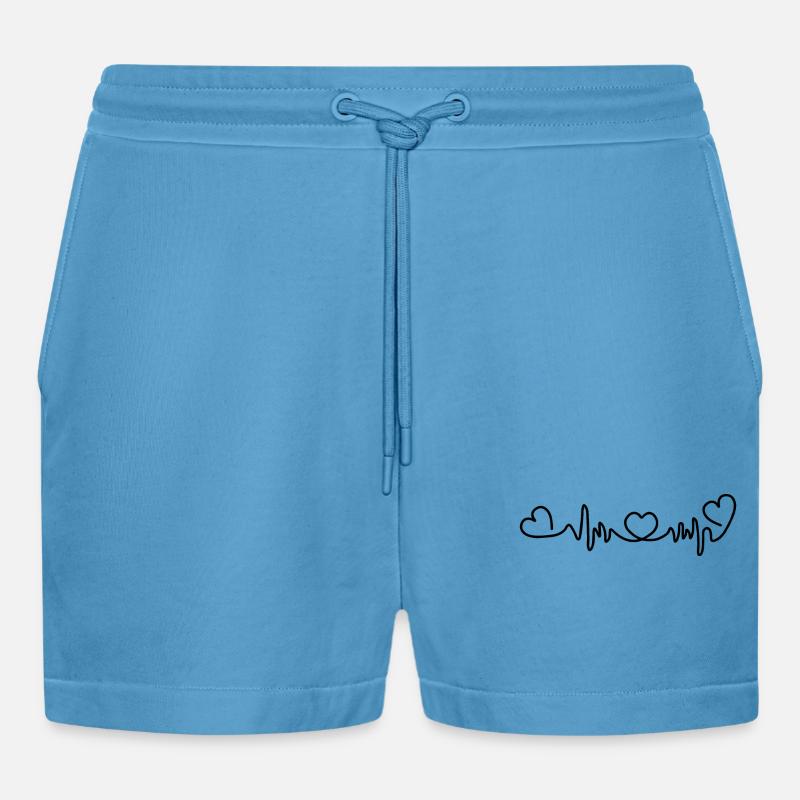 Herzfrequenz mit drei Herzen - Organic Relaxed Cropped Shorts Made in EU -  Sol Blue