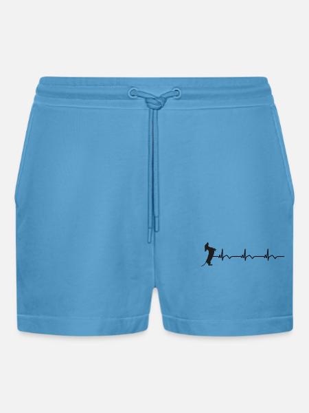 Dackel EKG Herzschlag - Organic Relaxed Cropped Shorts Made in EU - Sol Blue
