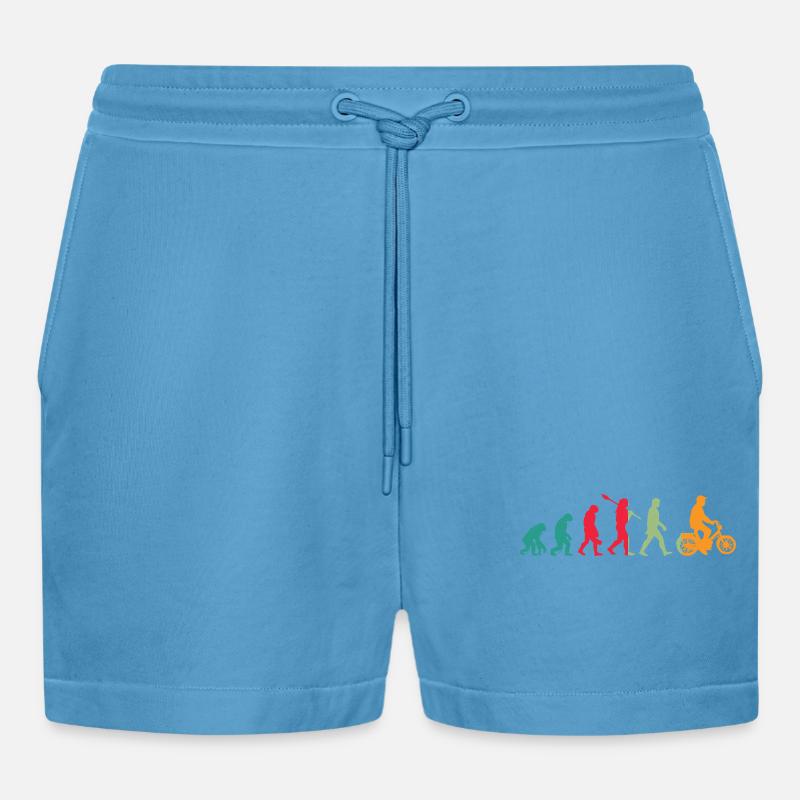 Mofa Evolution Moped - Organic Relaxed Cropped Shorts Made in EU -  Sol Blue