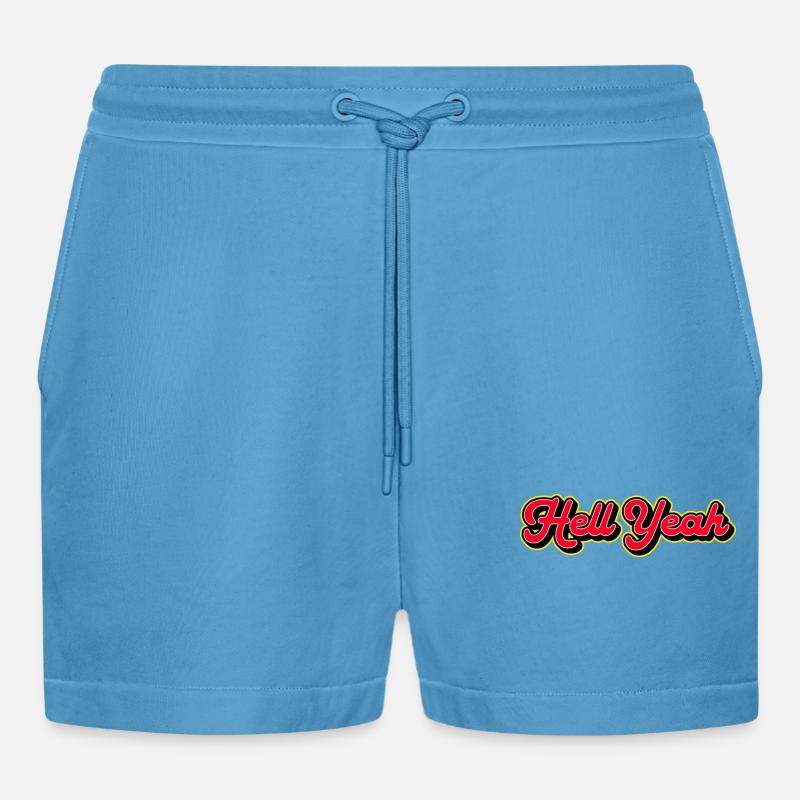 Hell Yeah 3D Retro Script - Short bio décontracté court fabriqué en UE -  Sol Blue