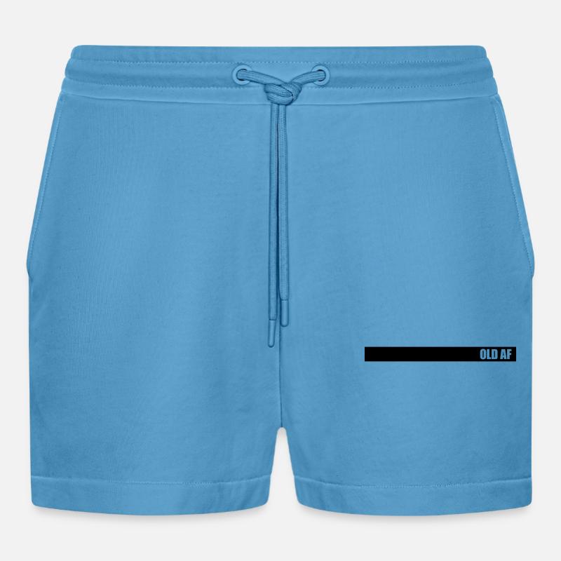 old AF Text Logo - Organic Relaxed Cropped Shorts Made in EU -  Sol Blue