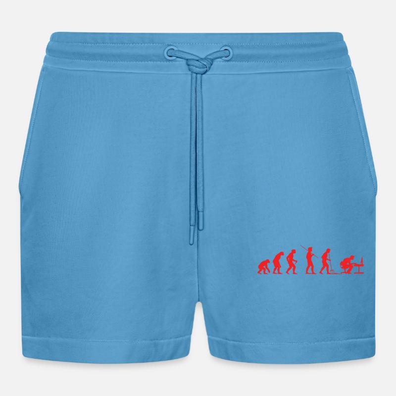 Evolution Gamer | Computer Freak Nerd PC - Organic Relaxed Cropped Shorts Made in EU - Sol Blue