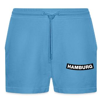 Hamburg Chapter Element (JGA MC-Rocker-Design) - Organic Relaxed Cropped Shorts Made in EU -  Sol Blue - Front