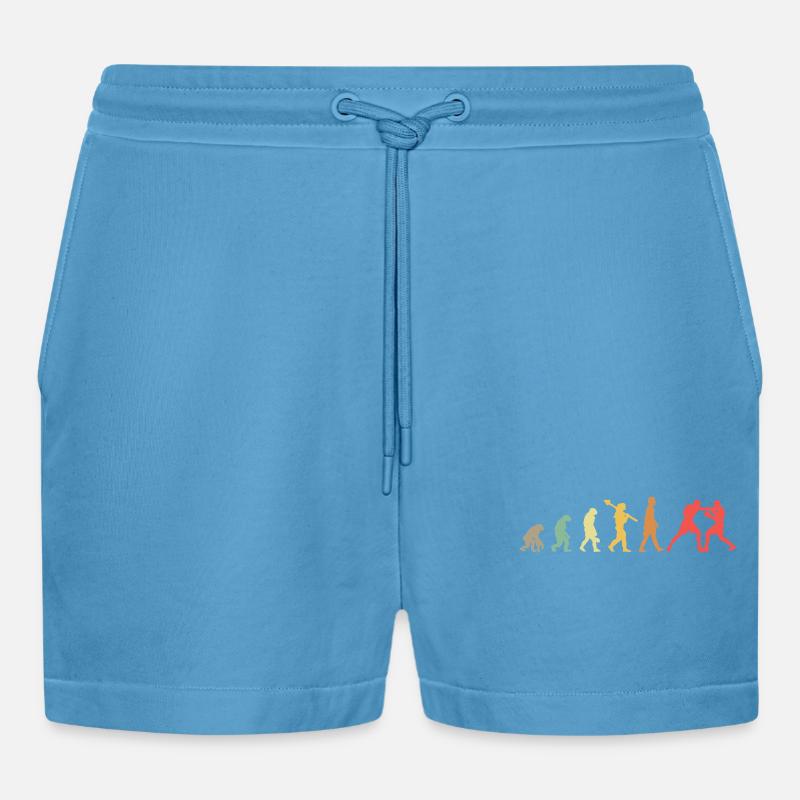 Boxing Evolution Boxing Development Retro - Organic Relaxed Cropped Shorts Made in EU -  Sol Blue