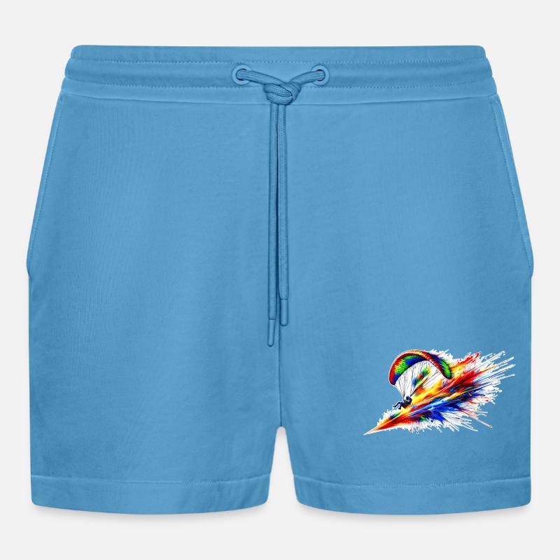 Paragleiter - Farbsplash - Organic Relaxed Cropped Shorts Made in EU - Sol Blue
