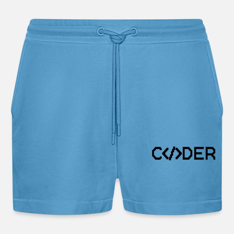 Coder - Organic Relaxed Cropped Shorts Made in EU -  Sol Blue
