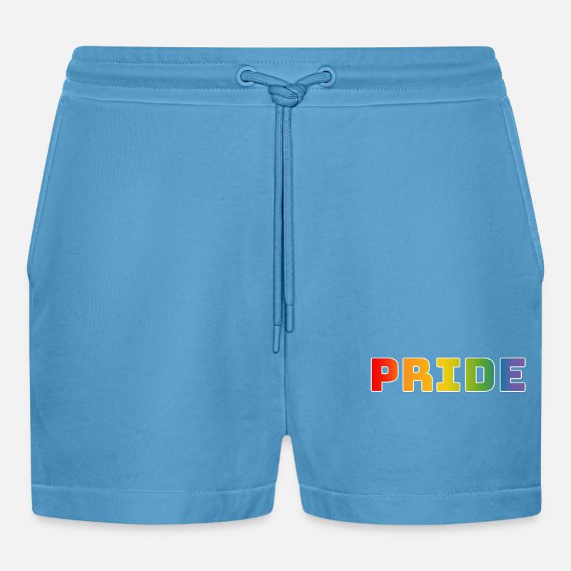 Regenbogen pride weiss - Organic Relaxed Cropped Shorts Made in EU - Sol Blue