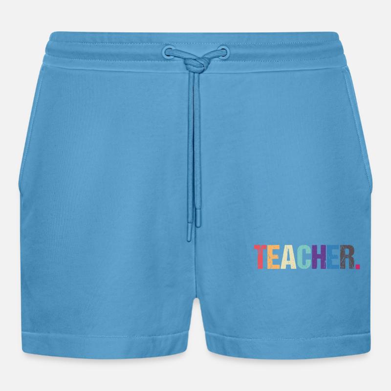 Conception colorée de TEACHER - Short bio décontracté court fabriqué en UE -  Sol Blue