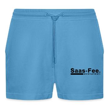 Saas-Fee coordinates Valais Switzerland - Organic Relaxed Cropped Shorts Made in EU -  Sol Blue - Front