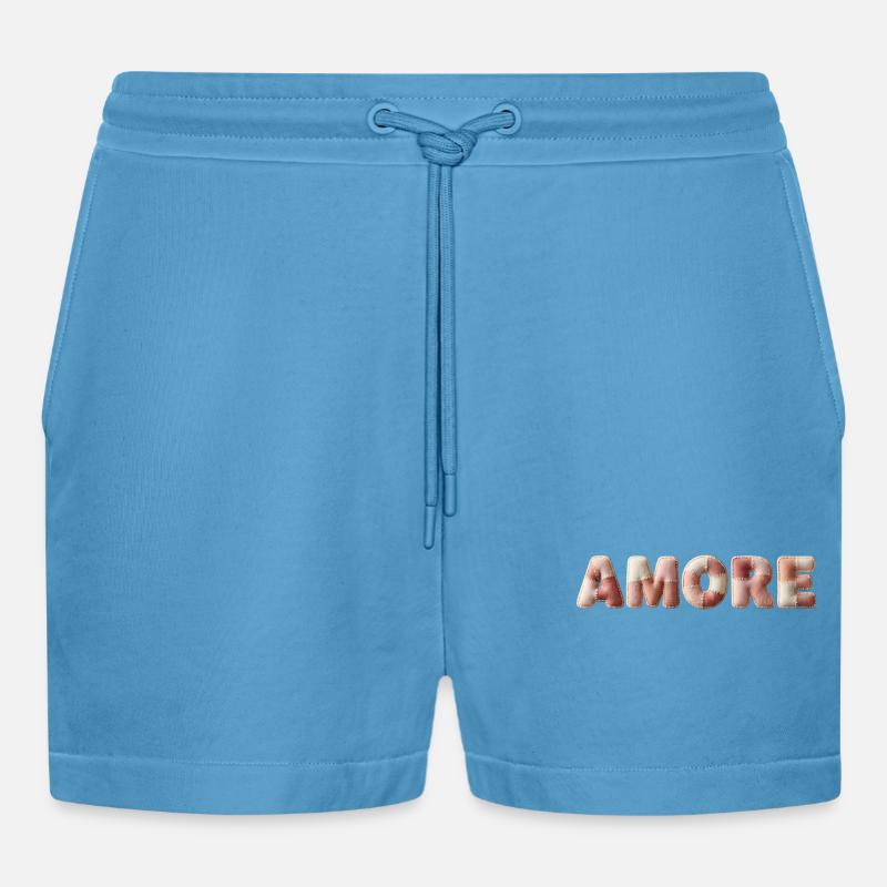 Amore Plüschstich Patchwork Geschenk - Organic Relaxed Cropped Shorts Made in EU -  Sol Blue
