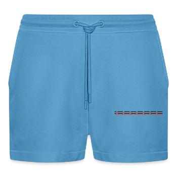 Line dashed - Organic Relaxed Cropped Shorts Made in EU -  Sol Blue - Front