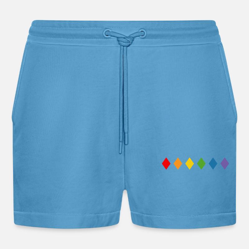 Regenbogen Rhombus - Organic Relaxed Cropped Shorts Made in EU -  Sol Blue