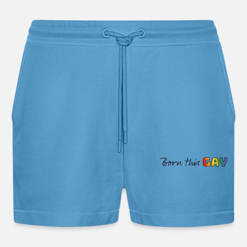 Regenbogen born this gay - Organic Relaxed Cropped Shorts Made in EU - Sol Blue