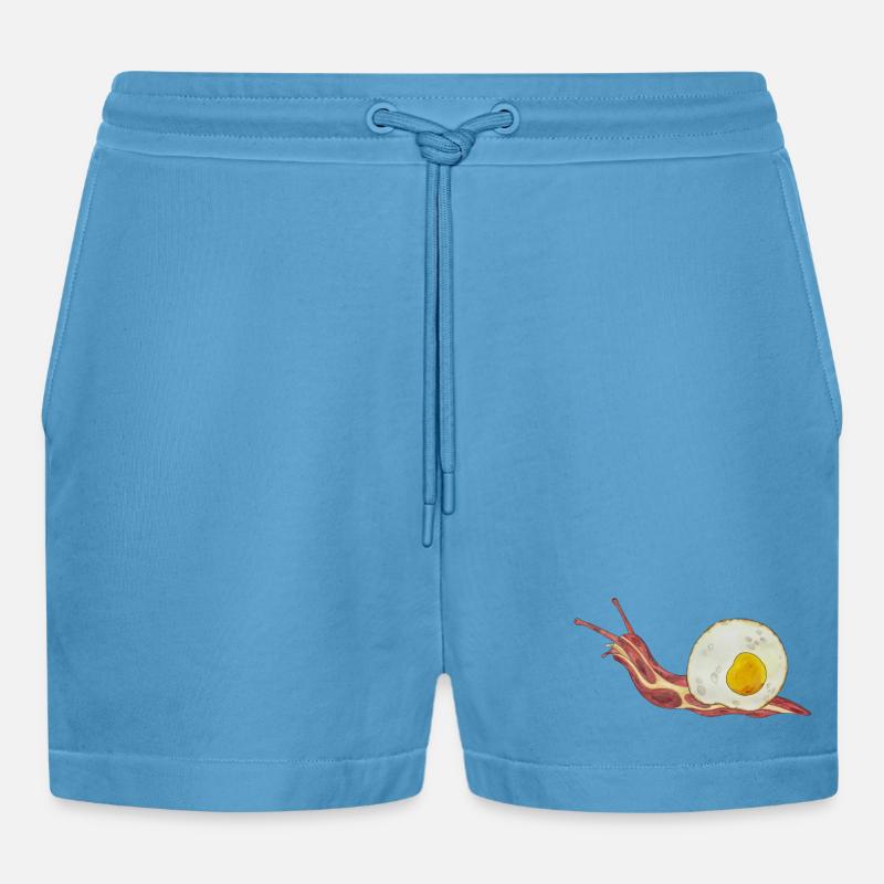 Baconschnecke Bacon and egg Spiegelei - Organic Relaxed Cropped Shorts Made in EU -  Sol Blue