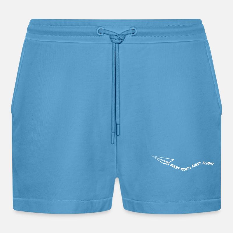 Every pilot's first flight - Organic Relaxed Cropped Shorts Made in EU - Sol Blue