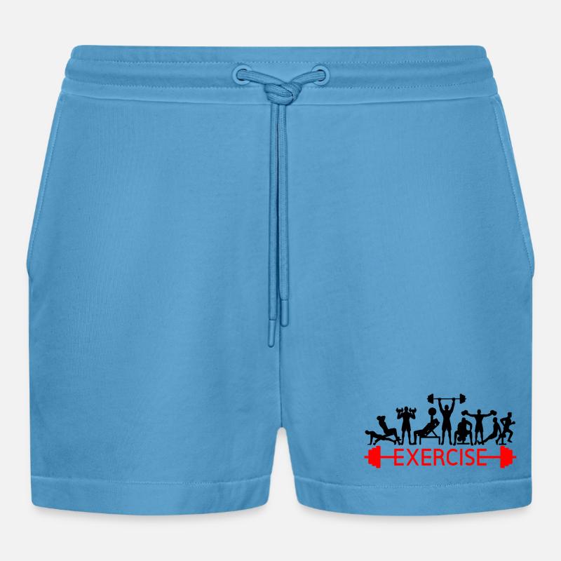 Exercise - Organic Relaxed Cropped Shorts Made in EU - Sol Blue