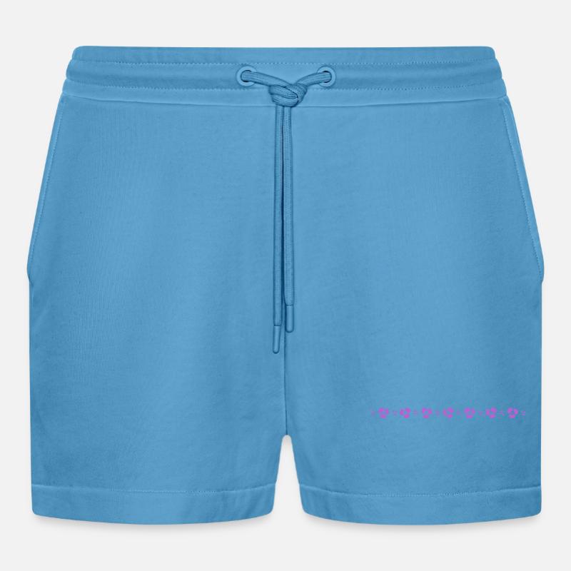Small pansy line - Organic Relaxed Cropped Shorts Made in EU - Sol Blue