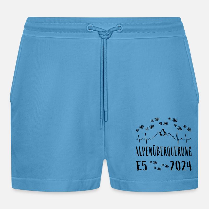 Alpenüberquerung E5 2024 Herzschlag - Organic Relaxed Cropped Shorts Made in EU -  Sol Blue