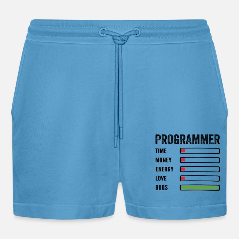 Developer Humor Programmer Coder - Organic Relaxed Cropped Shorts Made in EU -  Sol Blue