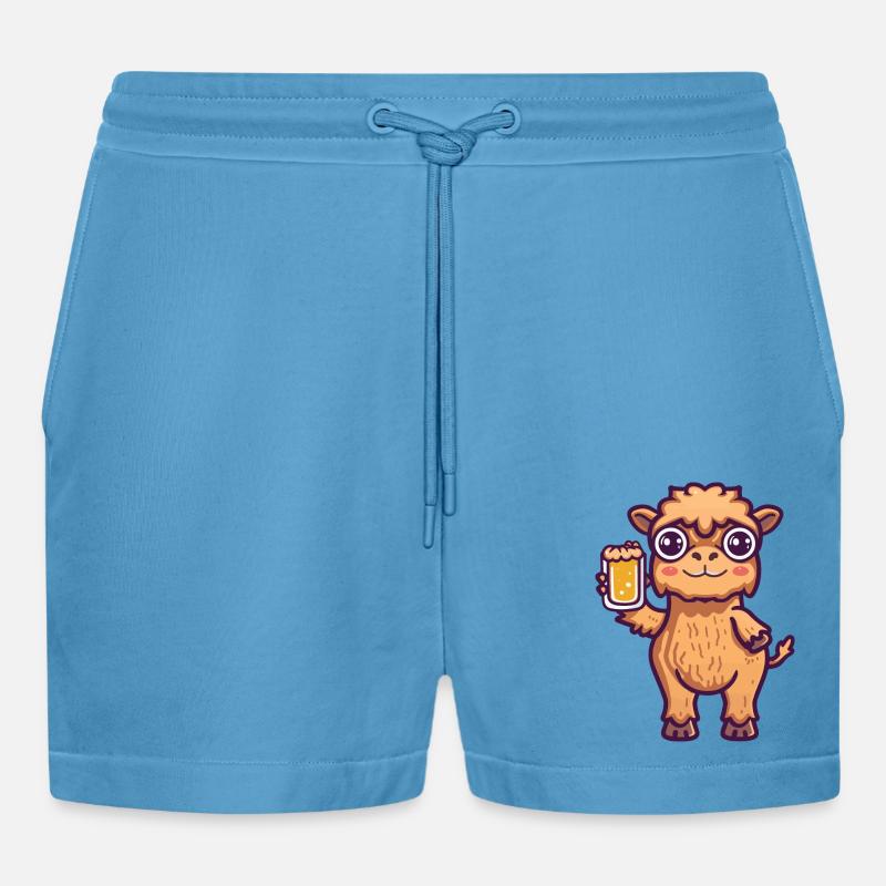 Kamel Bier Comic Party - Organic Relaxed Cropped Shorts Made in EU -  Sol Blue
