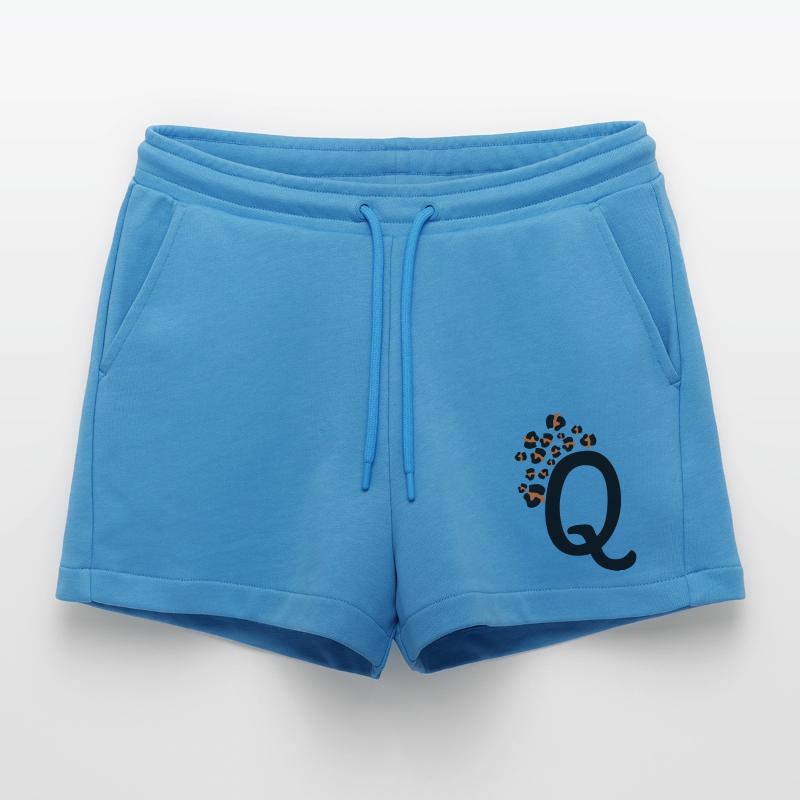 Letter q leopard patterns Organic Relaxed Cropped Shorts Made in EU