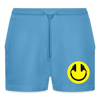 Kopfhörer smiley - Organic Relaxed Cropped Shorts Made in EU -  Sol Blue - Vorne