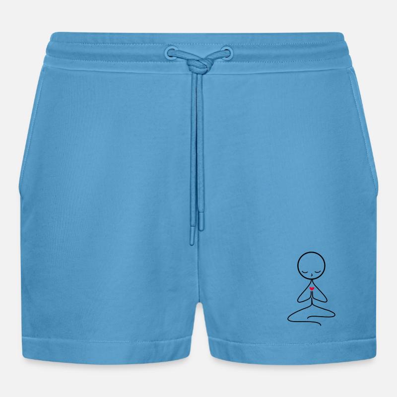 meditation - Organic Relaxed Cropped Shorts Made in EU -  Sol Blue
