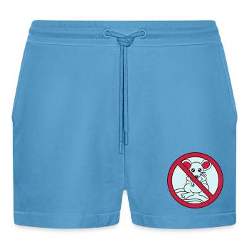 forbidden sign crossed out no mouse suess n - Organic Relaxed Cropped Shorts Made in EU -  Sol Blue - Front