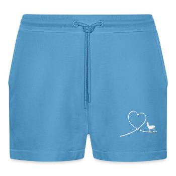 Lama Alpaka Tiere Haustier Geschenk Geschenkidee - Organic Relaxed Cropped Shorts Made in EU -  Sol Blue - Vorne