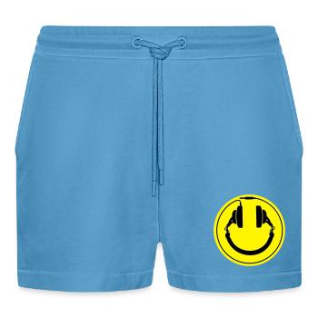 Headphones smiley wire plug - Organic Relaxed Cropped Shorts Made in EU -  Sol Blue - Vorne