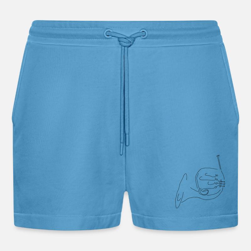 horn - Organic Relaxed Cropped Shorts Made in EU -  Sol Blue