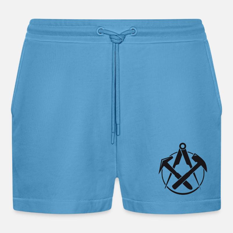 Dachdeckerzunft, Dachdecker Logo - Organic Relaxed Cropped Shorts Made in EU -  Sol Blue
