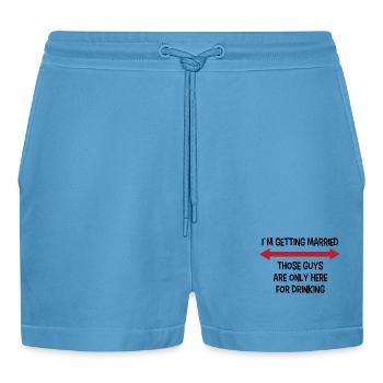 Party Bachelor Party Funny saying wedding - Organic Relaxed Cropped Shorts Made in EU -  Sol Blue - Front