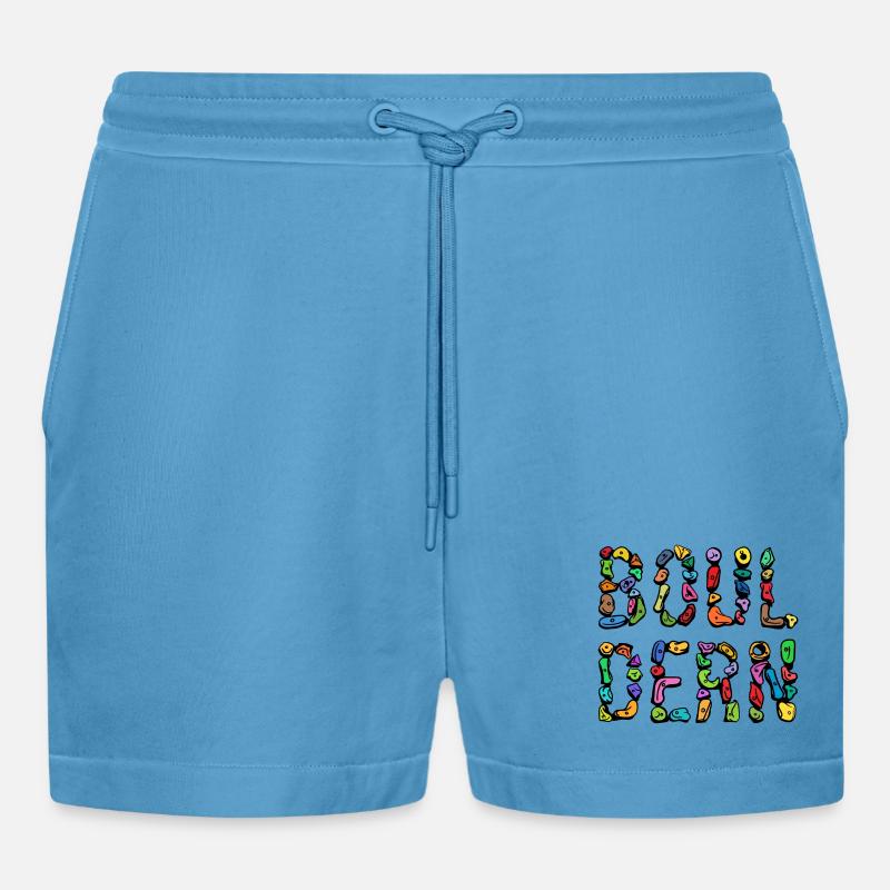 Bouldering boulder climbing scripture mountaineering - Organic Relaxed Cropped Shorts Made in EU -  Sol Blue