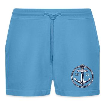 PL22 Marine Anchor - Organic Relaxed Cropped Shorts Made in EU -  Sol Blue - Front