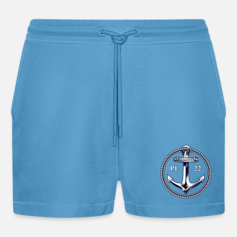 PL22 Marineanker - Organic Relaxed Cropped Shorts Made in EU -  Sol Blue