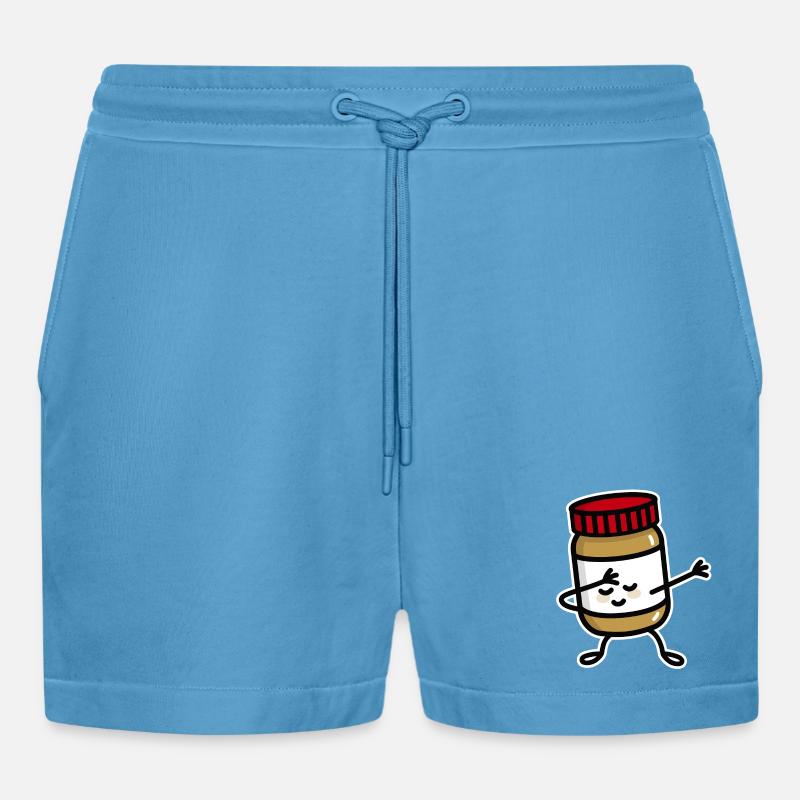 Dab Dabbing peanut butter jar - Organic Relaxed Cropped Shorts Made in EU -  Sol Blue