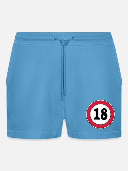 18th birthday sign - Organic Relaxed Cropped Shorts Made in EU -  Sol Blue