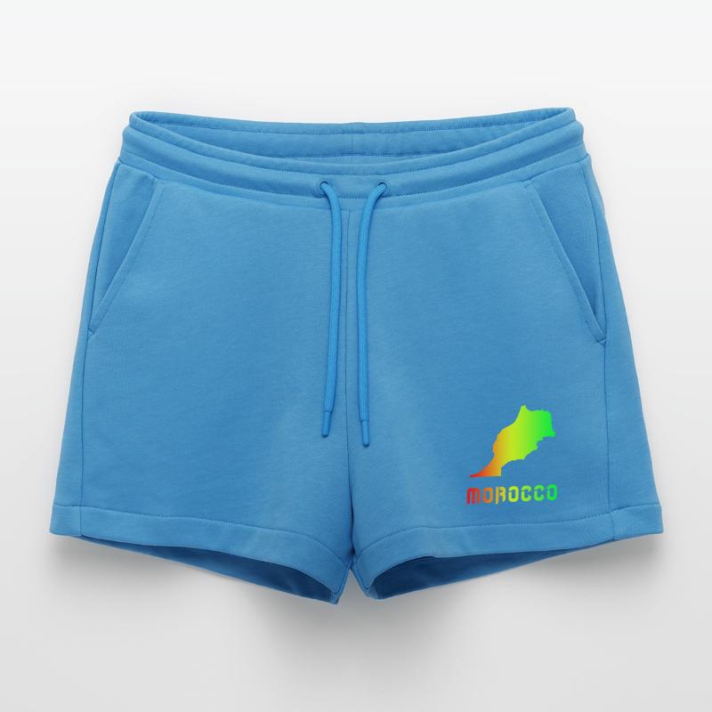 Morocco Rainbow Maps Design / Gift Organic Relaxed Cropped Shorts Made in EU