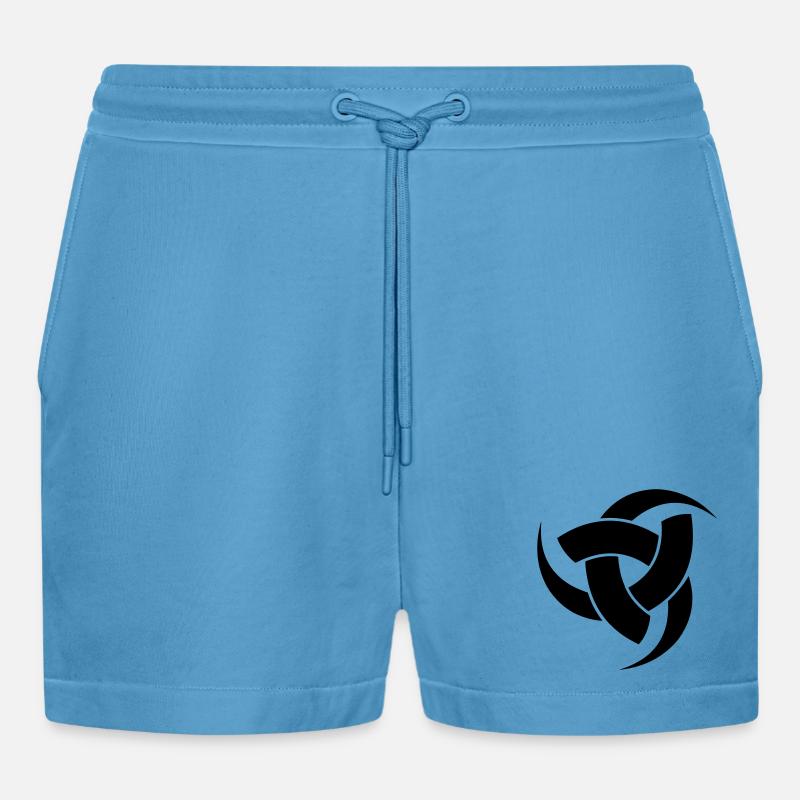 Odins Drei-Hörner-Symbol - Organic Relaxed Cropped Shorts Made in EU -  Sol Blue