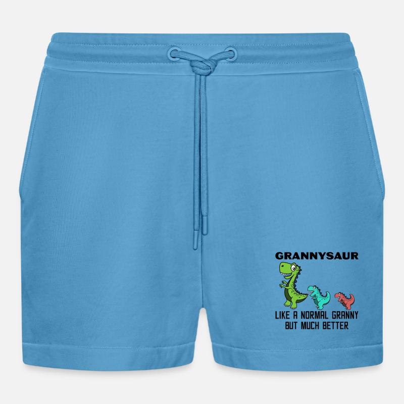 Lustig Großmutter Oma Dinosaurier Statement - Organic Relaxed Cropped Shorts Made in EU -  Sol Blue